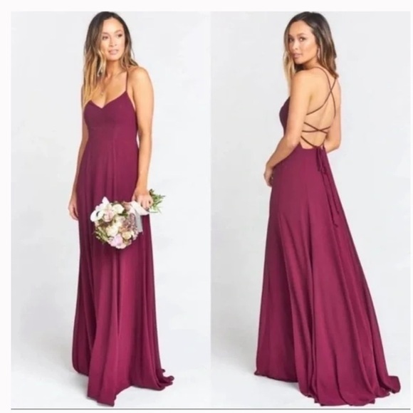 NWT show me your mumu godshaw goddess gown merlot M chiffon bridesmaid formal - Picture 1 of 3